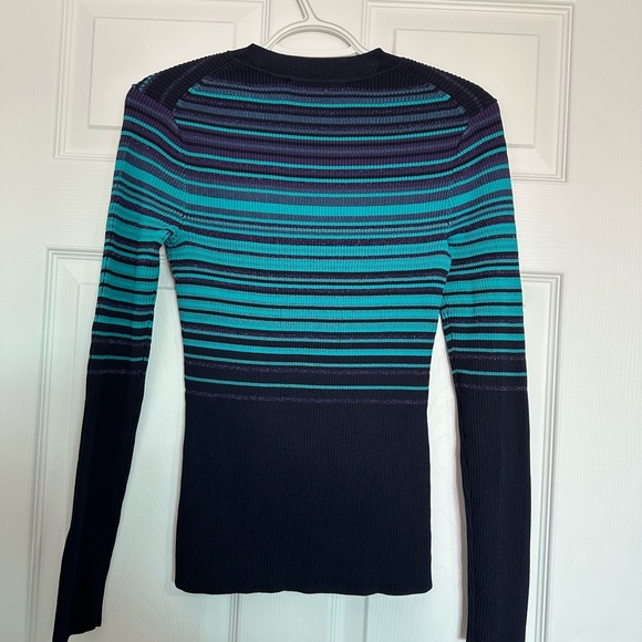 Boss Navy and Teal Striped Long Sleeve Top - Picture 2 of 8